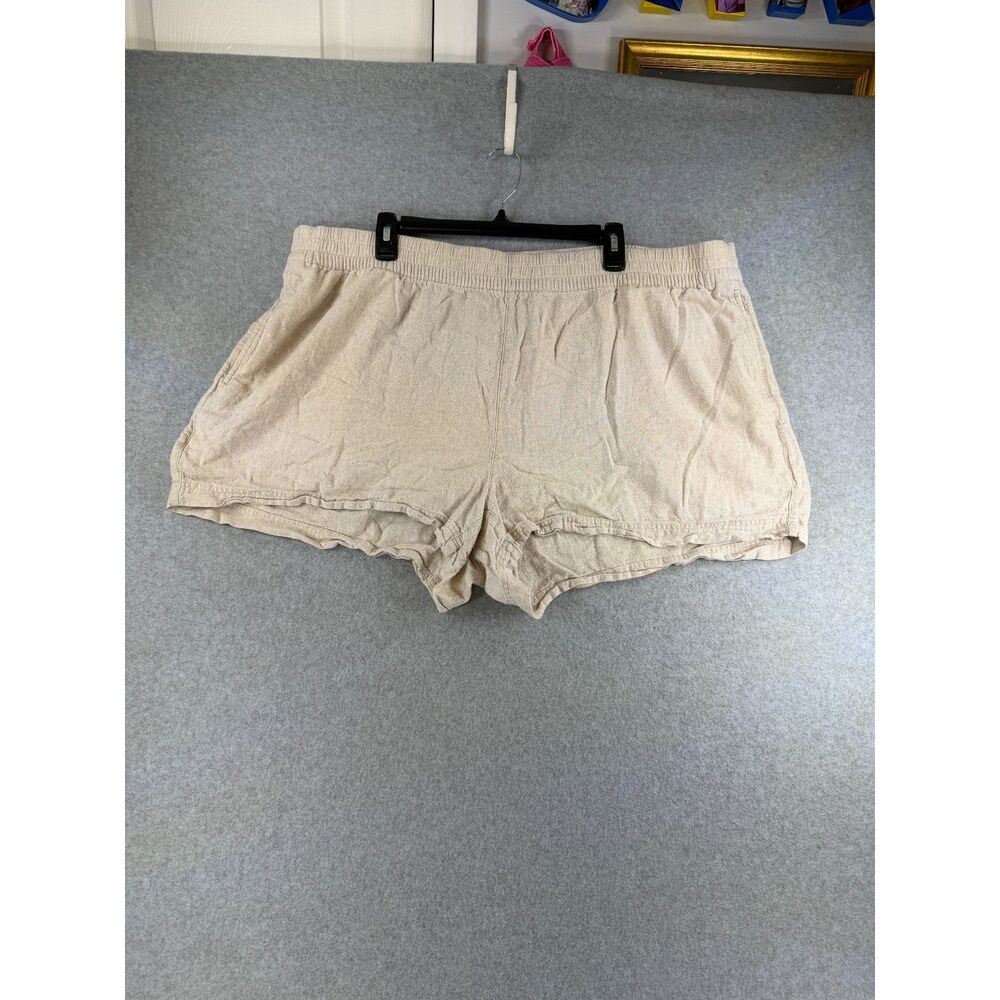 Old Navy Women’s 2X Beige Comfort Waistband Pull-On Shorts Pockets 3741